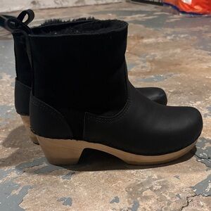 No. 6 Black Leather Clogs with Wooden Heel - original price $410!